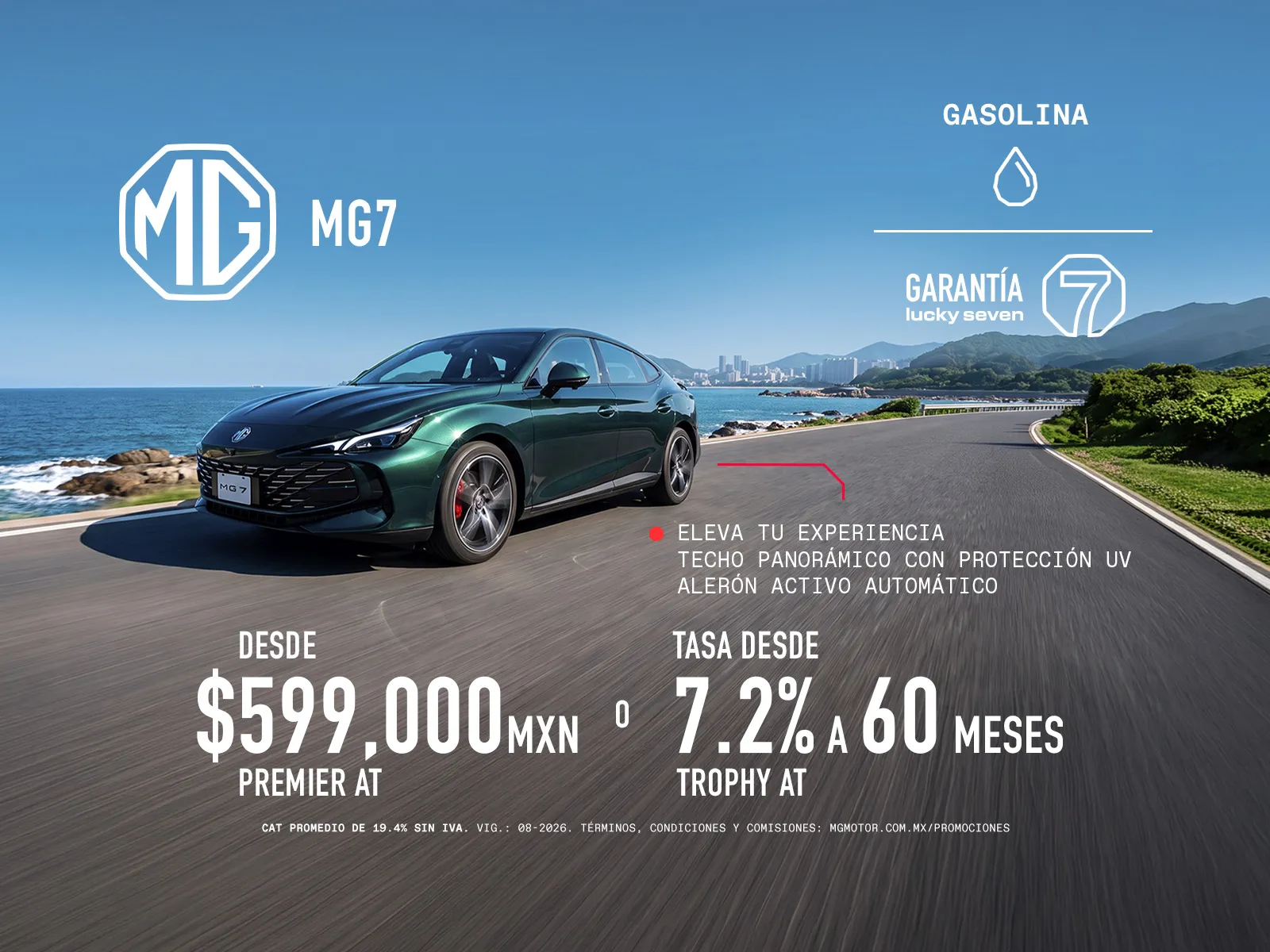 Precio desde $599,000 para versión Premier o Tasa desde 7.20% a 60 meses para versión Trophy