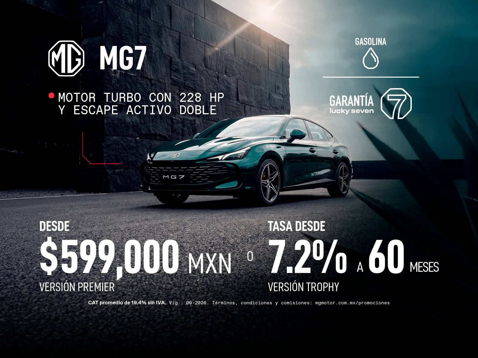 Precio desde $599,000 para versión Premier o Tasa desde  7.20% a 60 meses para versión Trophy